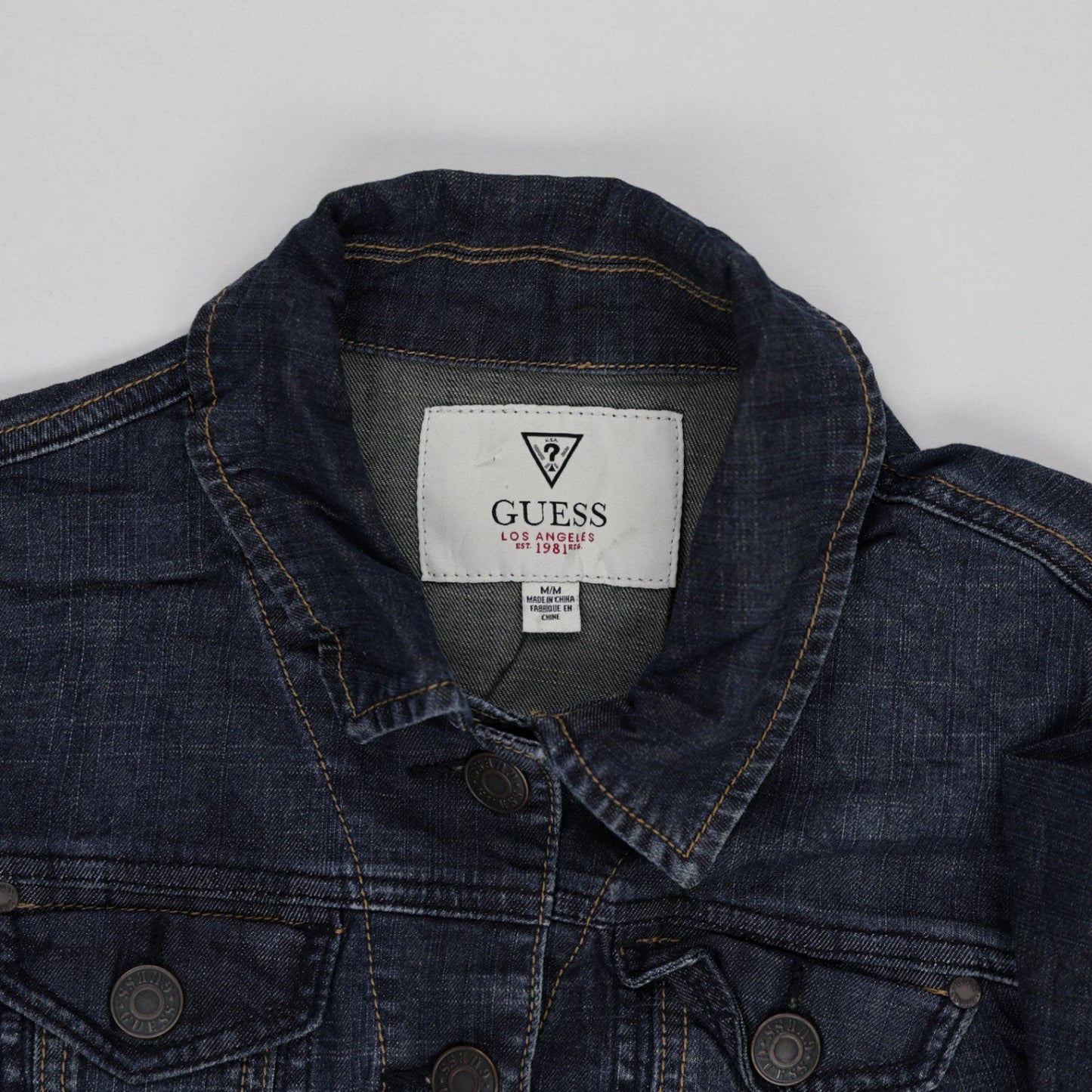Guess Women's Denim Jacket Dark Blue Size Medium Cotton Blend