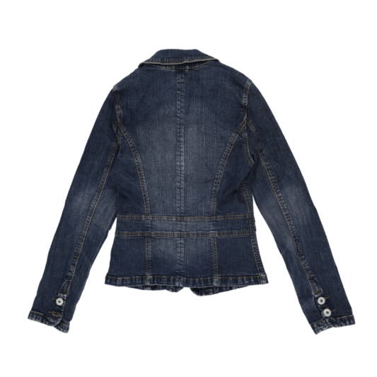 Urban Kilo Womens Dark Blue Denim Blazer Jacket EU 38 UK 10 Cotton Blend Notched Lapel