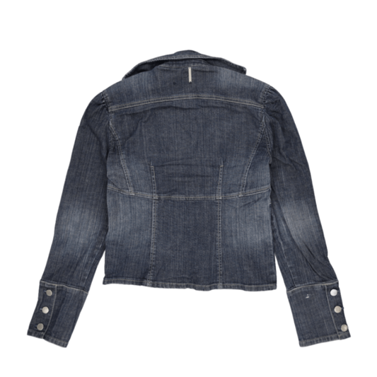 DKNY JEANS Women's Blue Blazer Style Denim Jacket UK 12 Cotton Blend V Neck