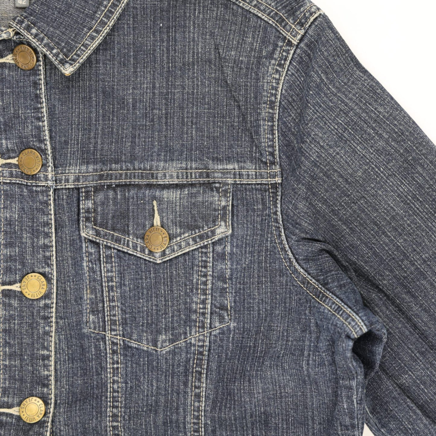 Clara Vitti Vintage Denim Jacket Women's Blue Size 42 Cotton