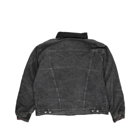 Levi's Vintage Black Denim Trucker Jacket Large 100% Cotton Collared