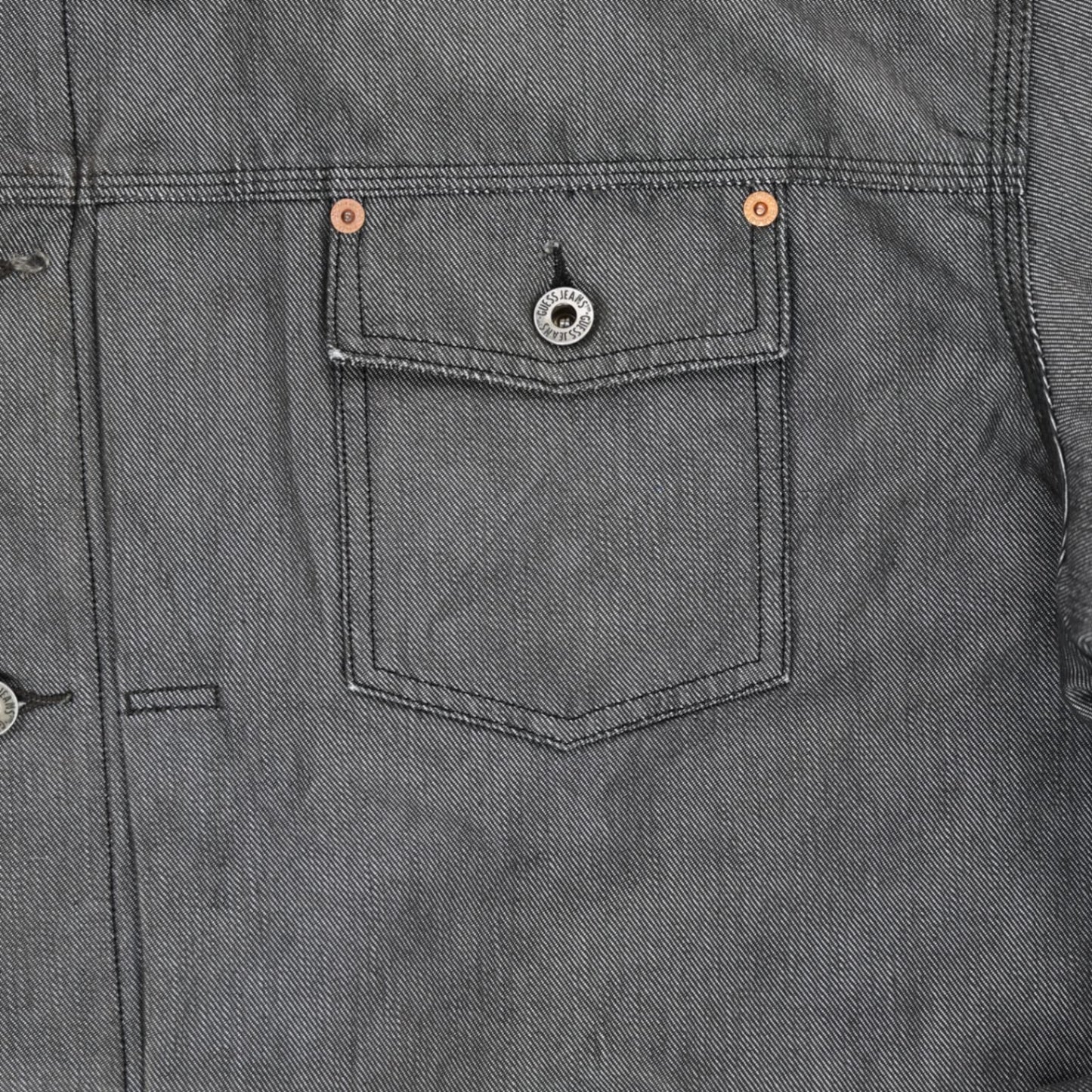 US Jeans Vintage Black Denim Jacket Large Collared 90s Style