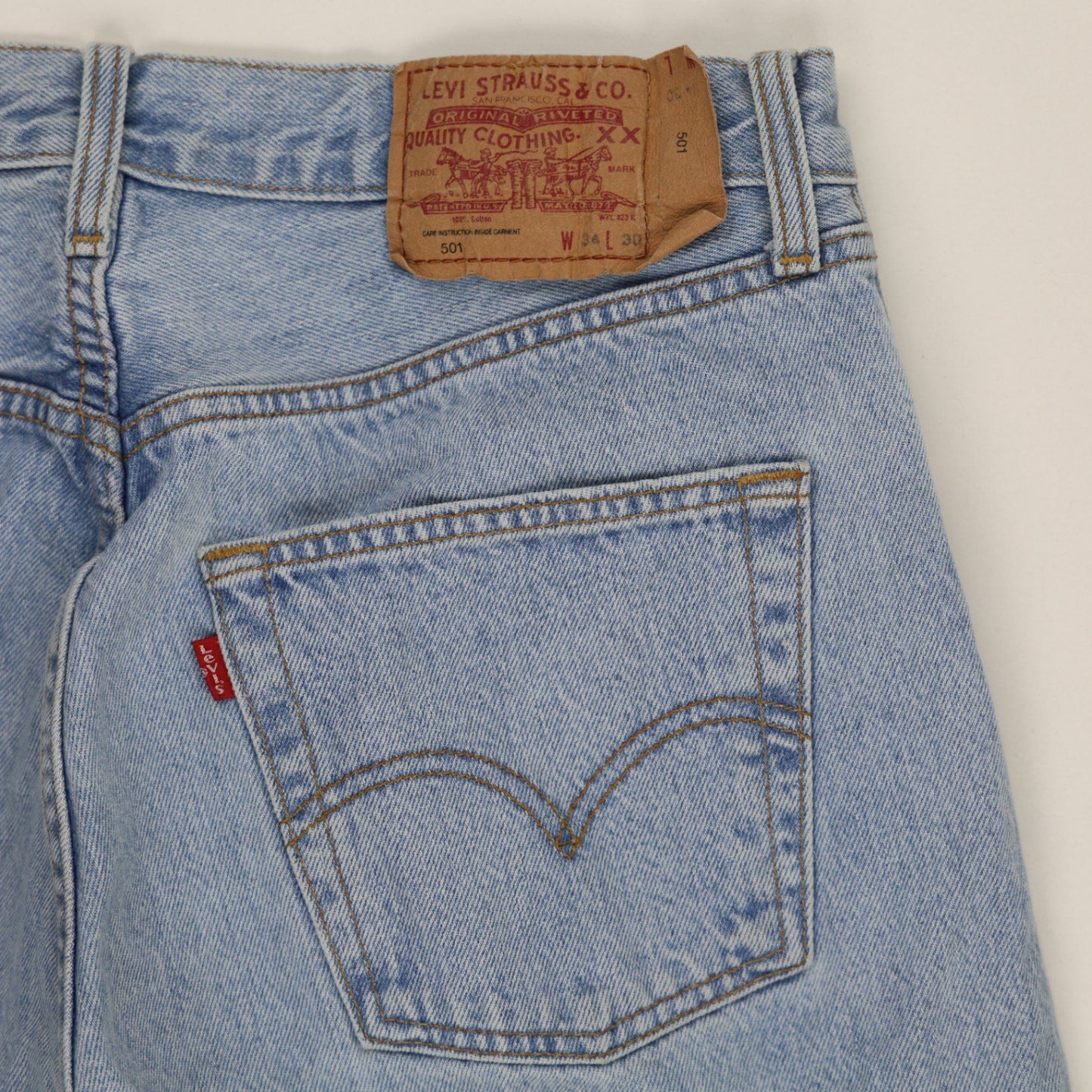 Levi's 501 Vintage Light Blue Straight Leg Jeans W34 L30 100 Percent Cotton