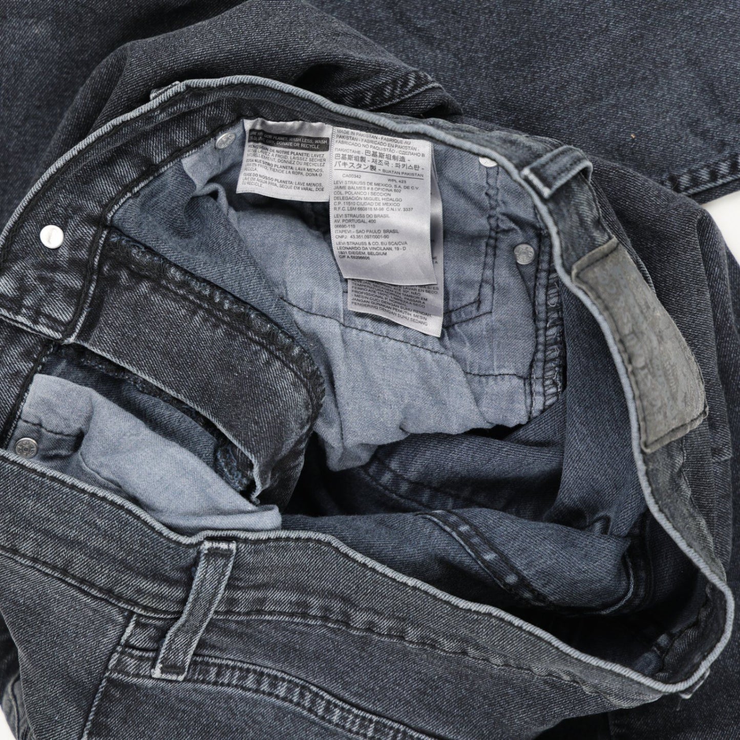 Levi's 513 Slim Straight Jeans Charcoal Black W32 L30 Cotton Blend