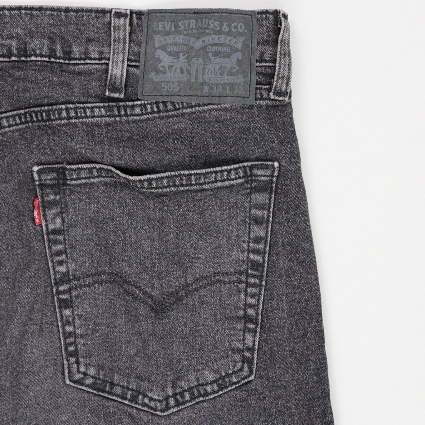 Levi's 505 Original Fit Men's Black Washed Jeans W38 L32 Cotton Denim Straight Fit