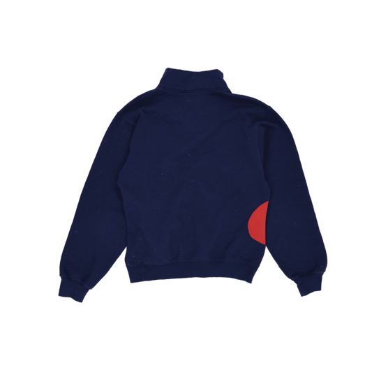 Nautica Vintage Navy Red Quarter Zip Sweatshirt Large Cotton Blend High Neck