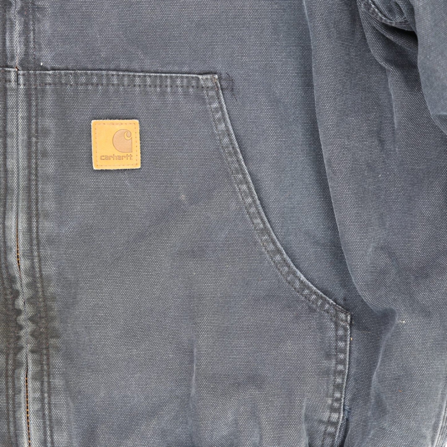Carhartt Insulated Hooded Workwear Jacket Navy Blue Large 100 Percent Cotton Outer Nylon Lining Polyester Fill Vintage