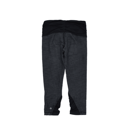 Lululemon Black Grey Activewear Leggings Size S 33cm Waist 62cm Inseam Polyester Blend