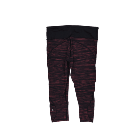 Lululemon Black Pink Marled Crop Leggings Size 12 Elastane Blend Womens Activewear
