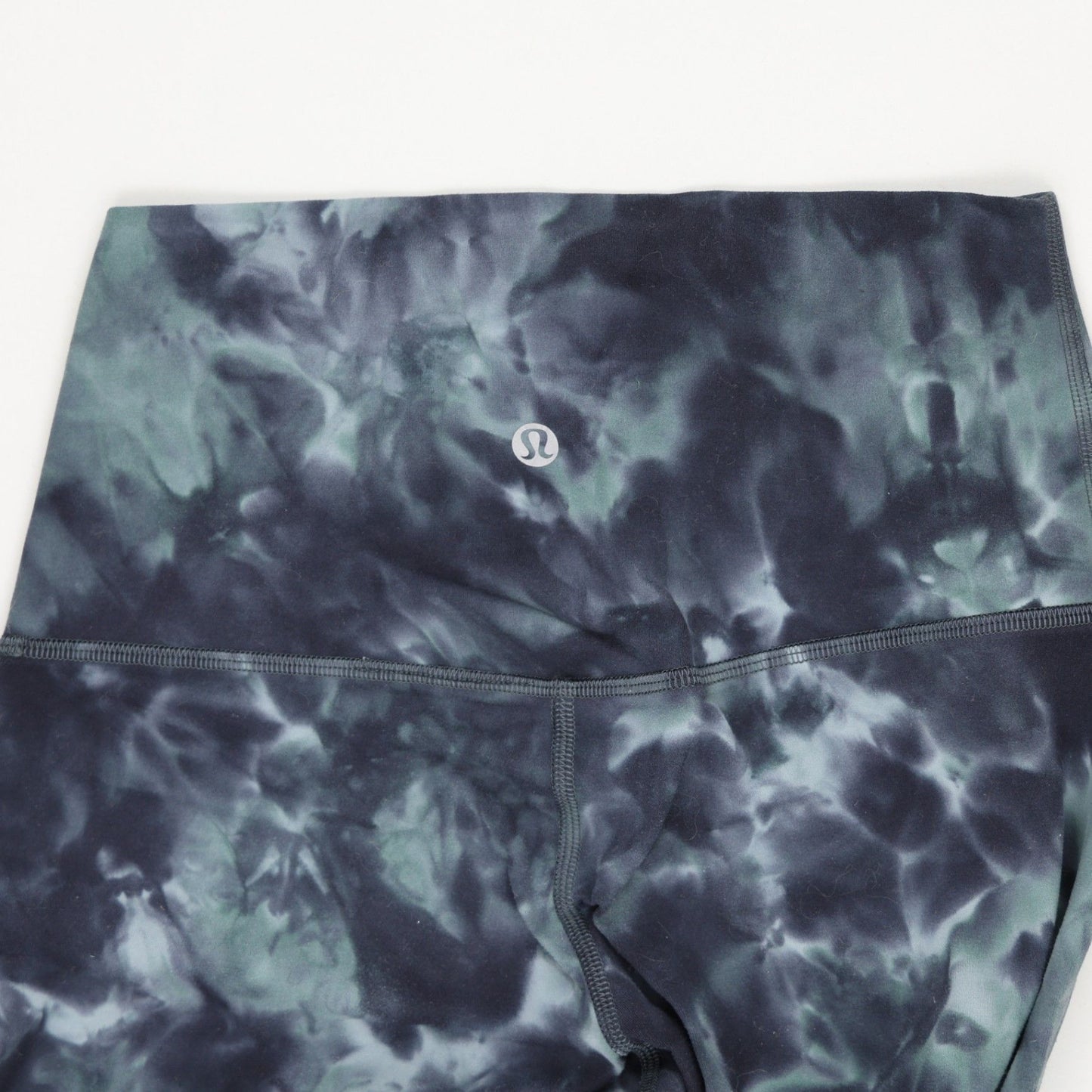 Lululemon High Rise Tie Dye Gym Leggings Navy Green Size S Stretch Polyamide Blend