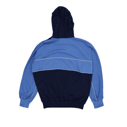 adidas Vintage Half Zip Hooded Sweatshirt Navy Blue Light Blue Large Polyester Blend