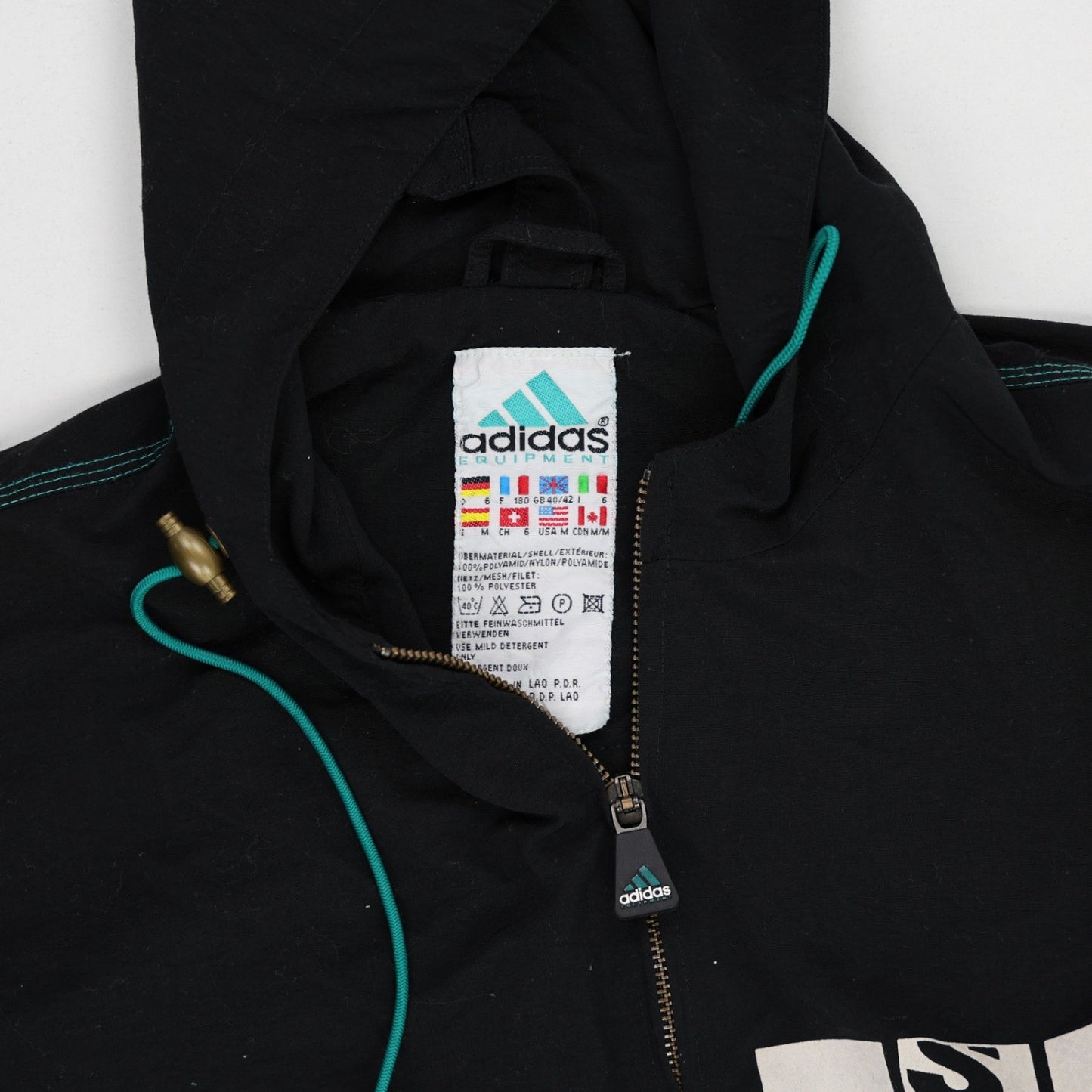 Adidas Equipment NSW Volleyball Hooded Jacket Black Large 60% Cotton 40% Polyester Vintage