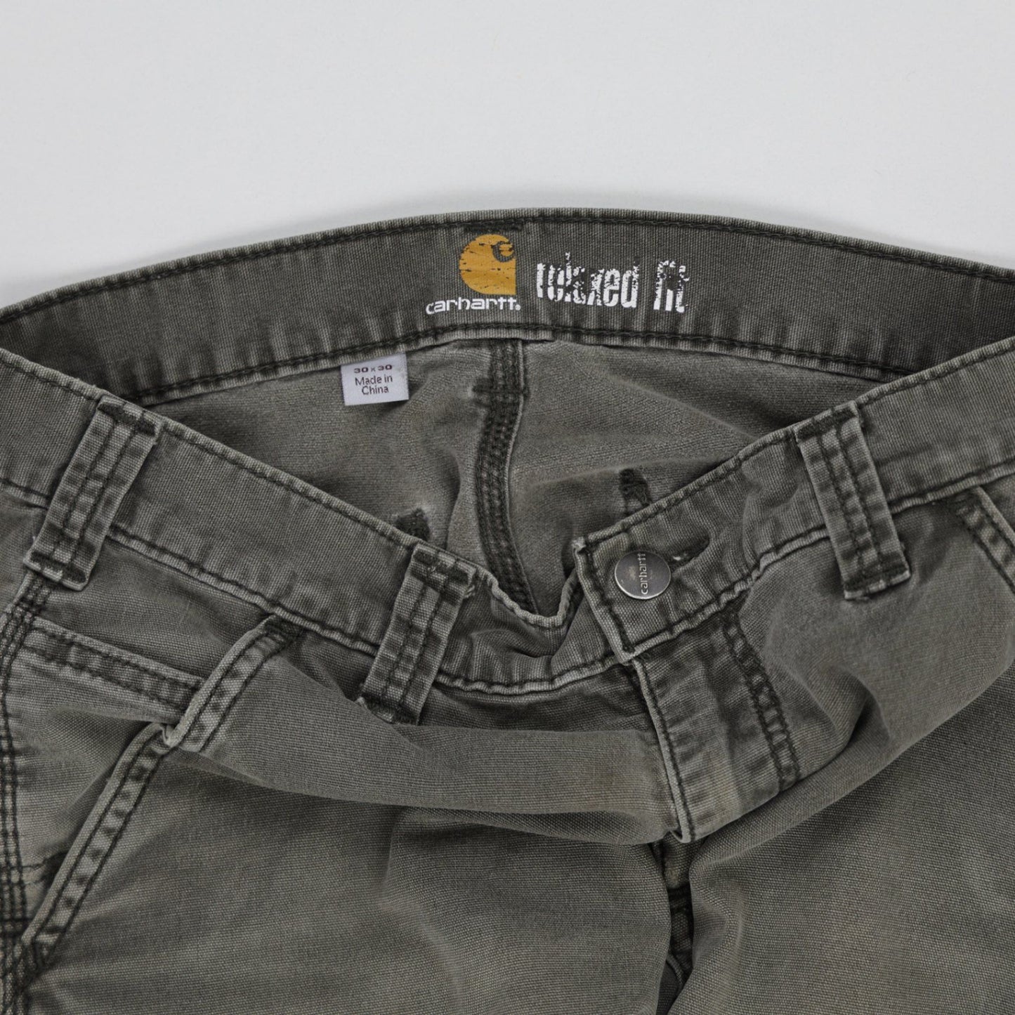 Carhartt Relaxed Fit Utility Trousers Washed Grey 30x30 Cotton Mens
