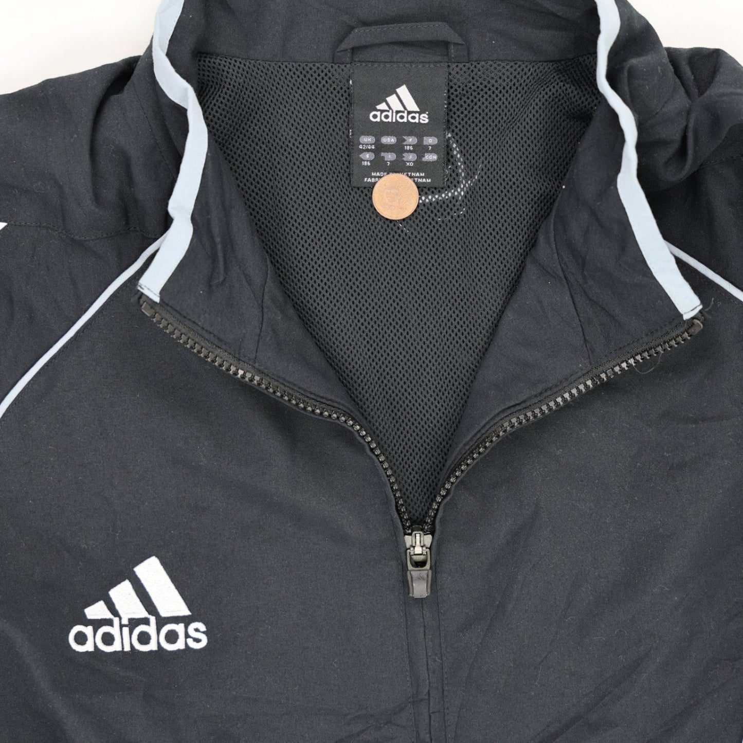 adidas Black Grey Track Jacket XL Polyester Stand Collar