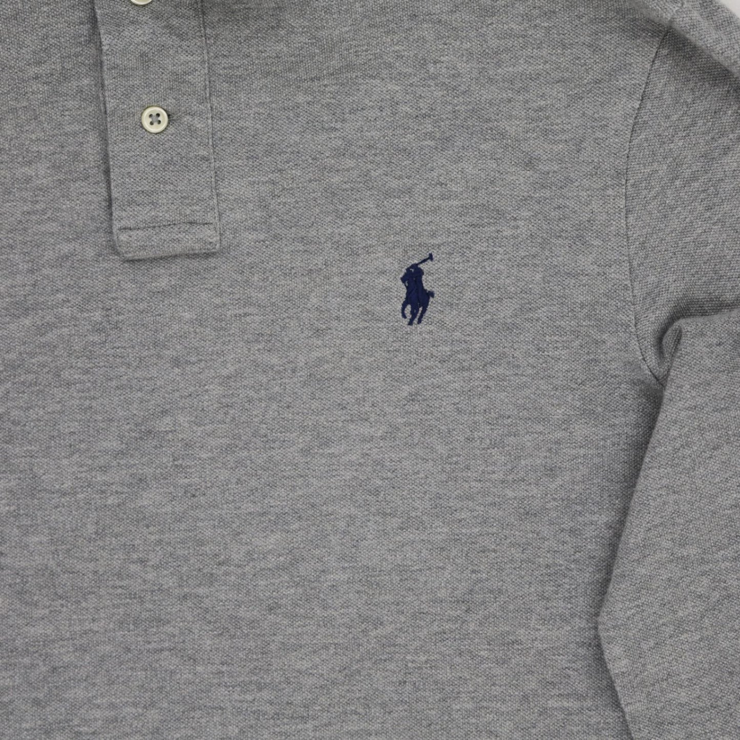 Ralph Lauren Polo Shirt Grey Large Cotton Long Sleeve Collared
