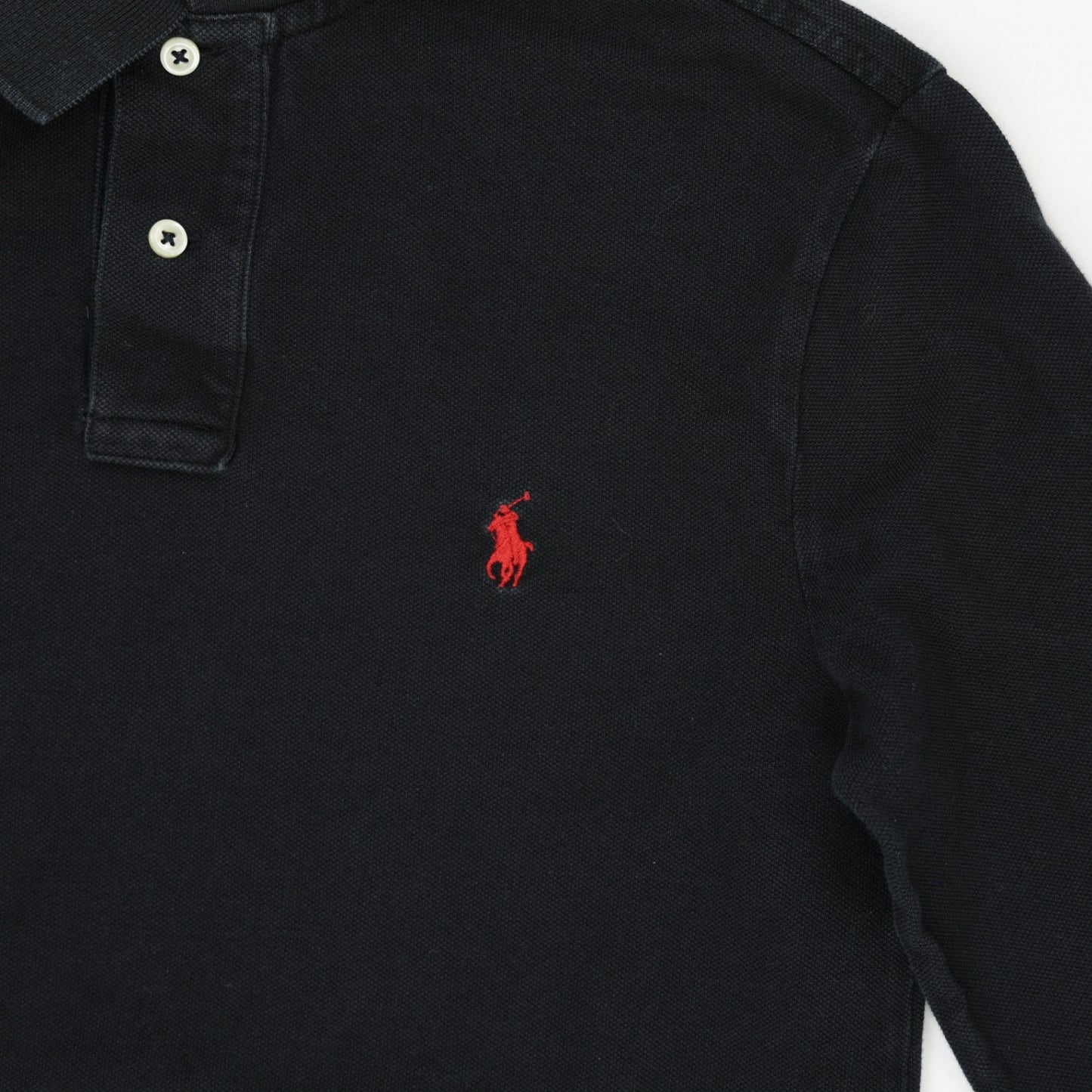 Ralph Lauren Long Sleeve Polo Shirt Black Medium Cotton Casual