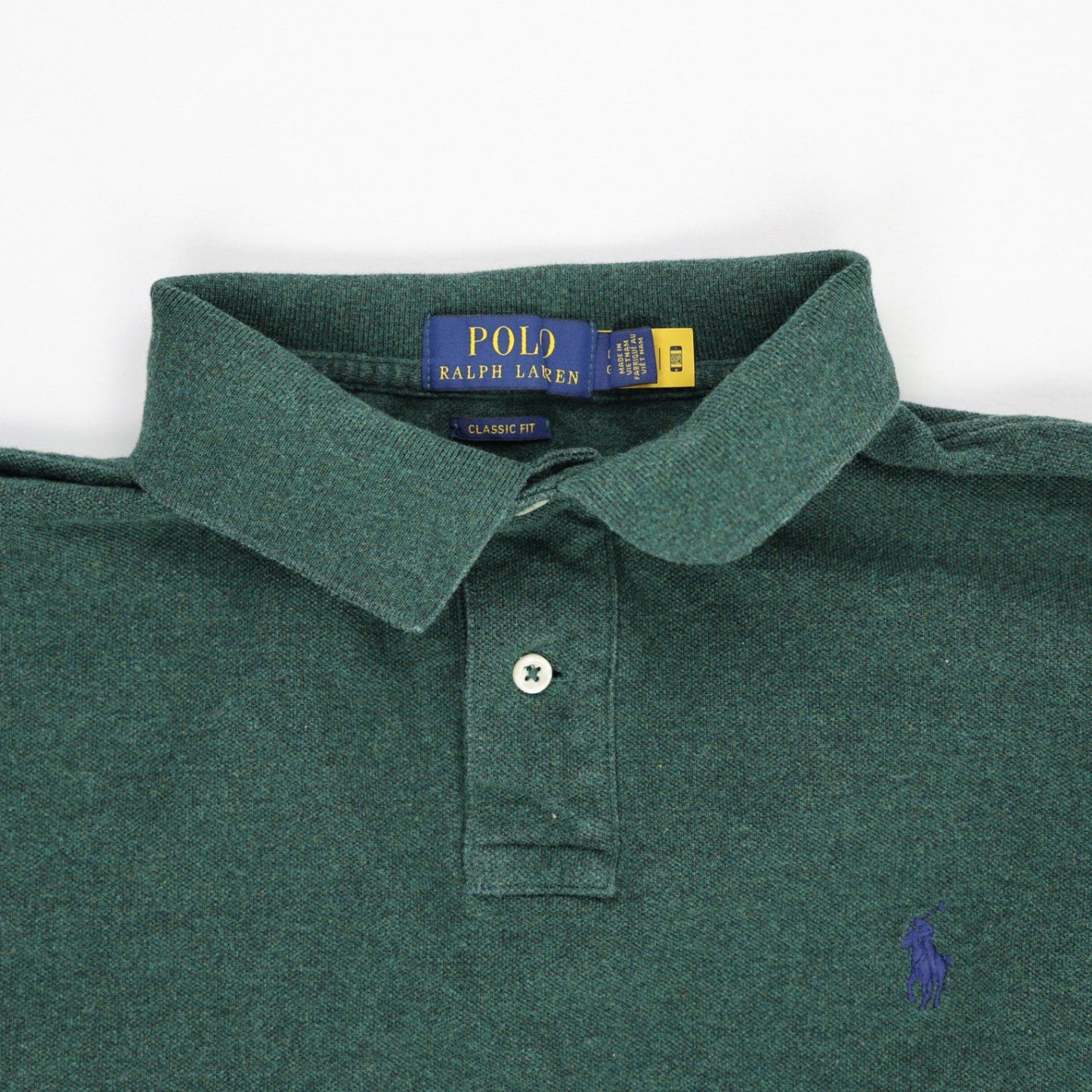 Ralph Lauren Long Sleeve Polo Shirt Forest Green Large Cotton