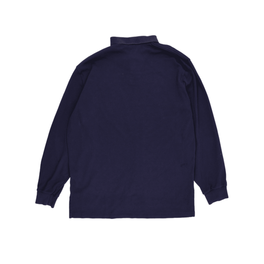 Ralph Lauren Long Sleeve Polo Shirt Navy Blue Large 100% Cotton