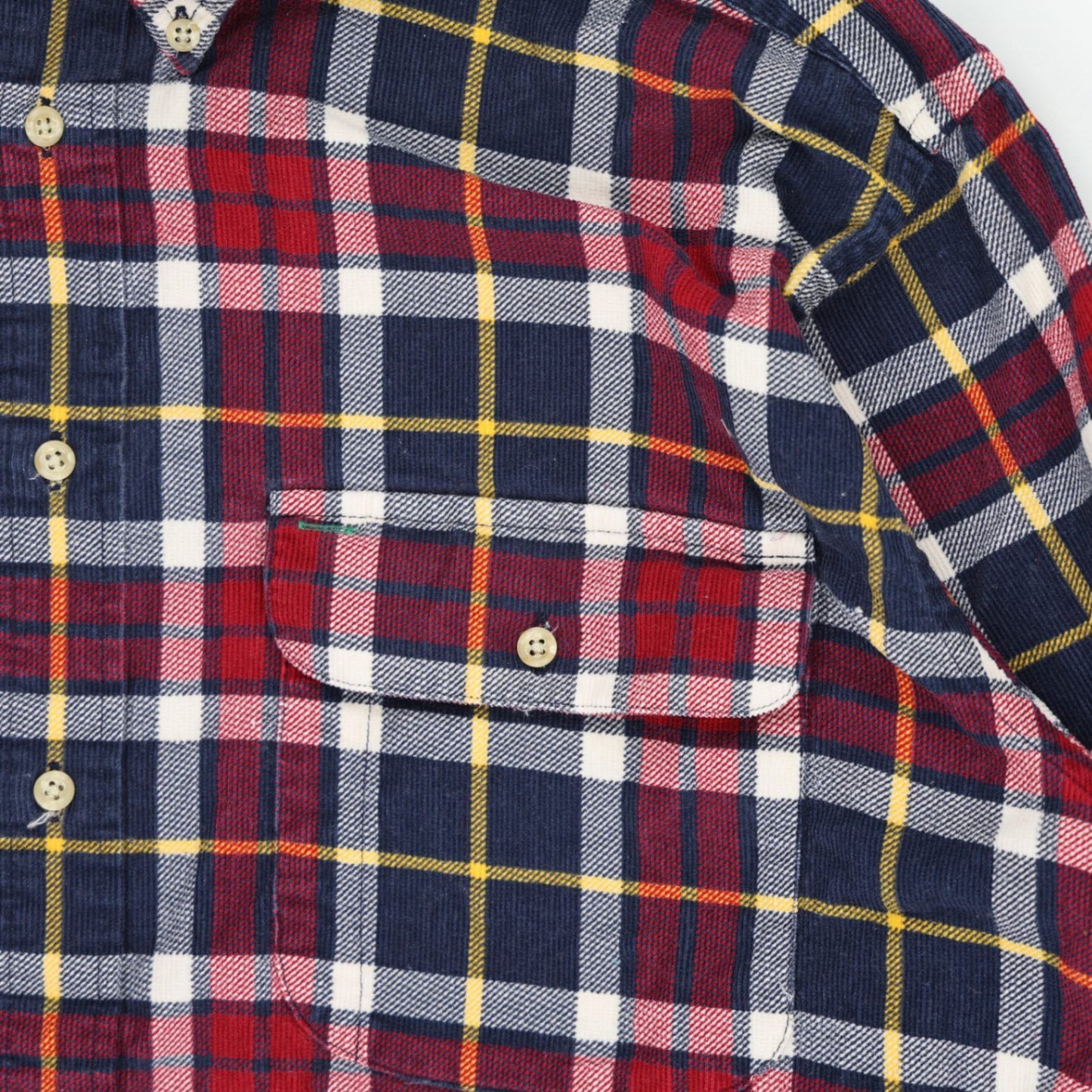 Tommy Hilfiger Men's Checked Cotton Cord Shirt Red Blue Yellow L 100% Cotton Casual Collared