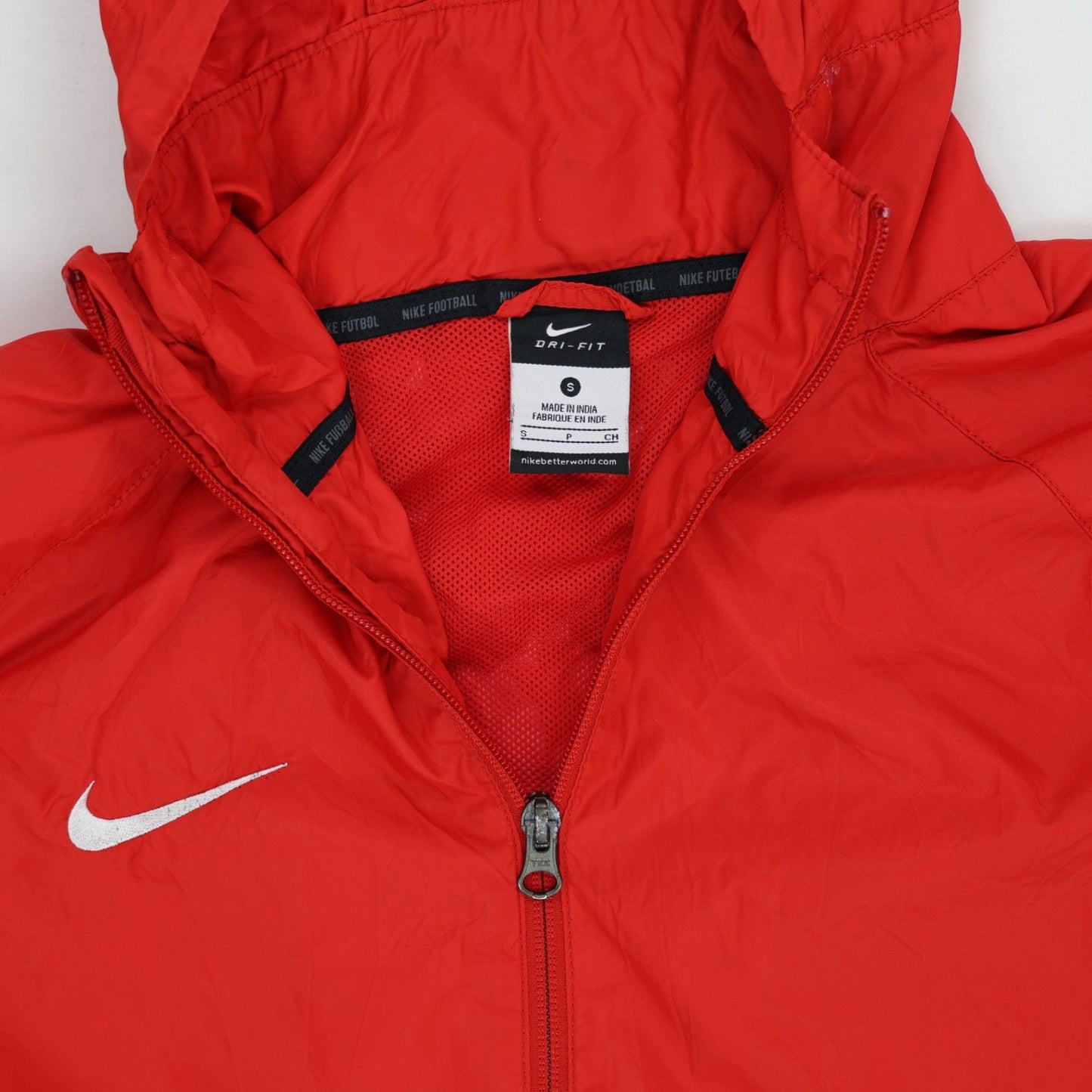 Nike Dri-FIT Hooded Jacket Red Black Mens Size P Polyester