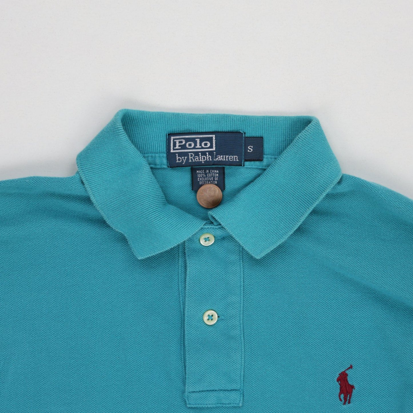 Ralph Lauren Classic Polo Long Sleeve Shirt Teal Small Cotton