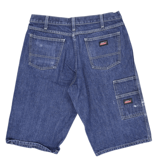 Dickies Relaxed Fit Denim Carpenter Shorts Blue 32 Inch Waist 10 Inch Inseam 100 Percent Cotton
