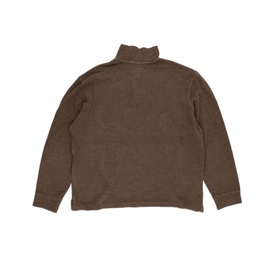 Ralph Lauren Brown Wool Blend Quarter Zip Sweatshirt Large Vintage High Neck