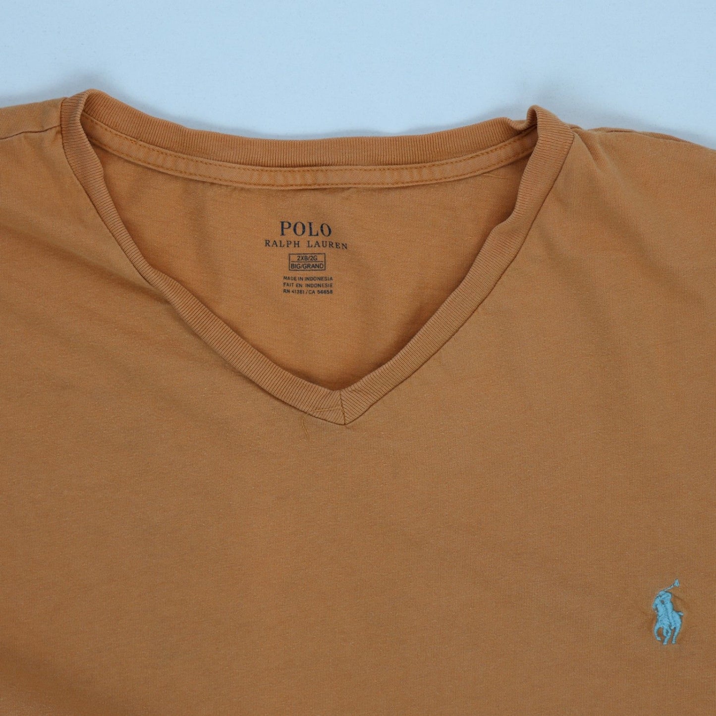 Polo Ralph Lauren Brown V Neck T Shirt 2X Big 100 Cotton