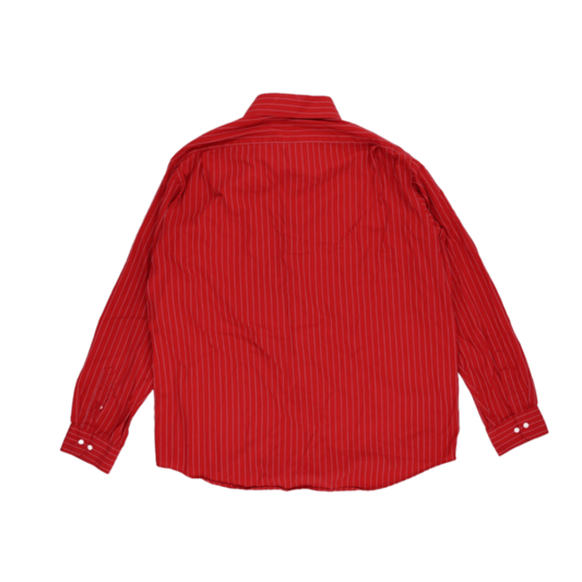 Lacoste Red Striped Cotton Long Sleeve Shirt Size 43 Large