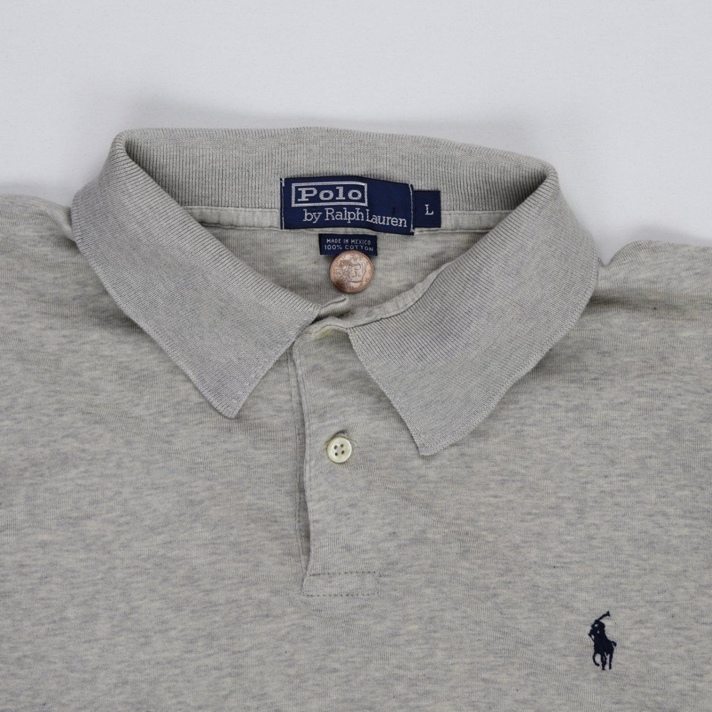 Ralph Lauren Grey Polo Shirt Mens Large Cotton Collared