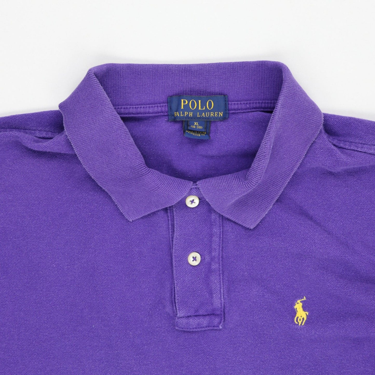Ralph Lauren Purple Long Sleeve Polo Shirt XL Cotton Vintage Mens