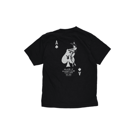 Playboy Club Tokyo Japan Black Graphic T-Shirt Mens Medium 100 Percent Cotton Crew Neck Vintage