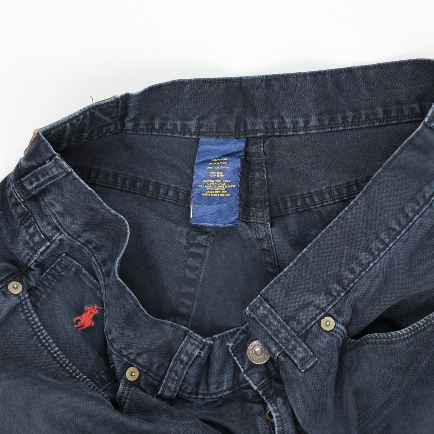 Polo Ralph Lauren Men's Vintage Navy Blue Straight Fit Jeans 36x32 Cotton