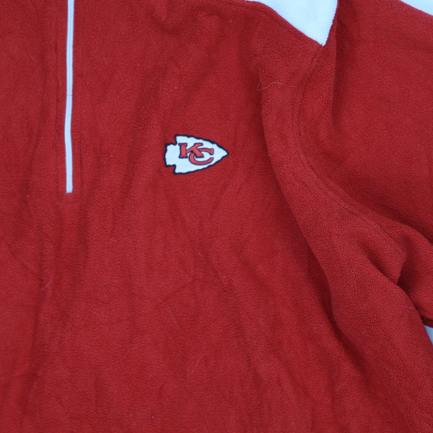 NFL Team Apparel Kansas City Chiefs Women's Red Quarter Zip Fleece Pullover Large