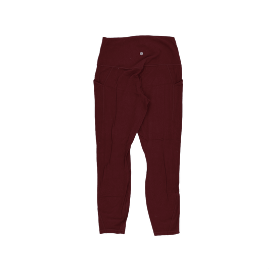 Lululemon High-Rise Burgundy Yoga Leggings Women Size 8 Stretch Synthetic 27 Inseam