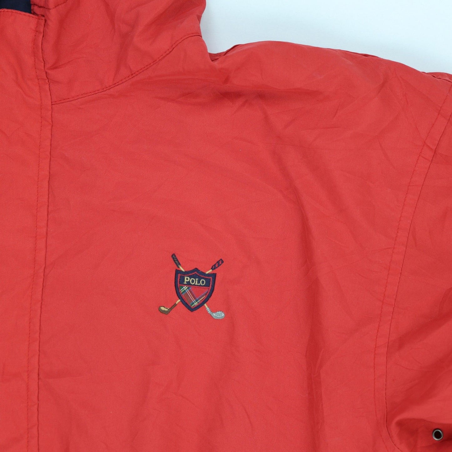 Polo Golf Ralph Lauren Vintage Red Pullover Windbreaker Jacket Medium Polyester Nylon Mesh High Neck