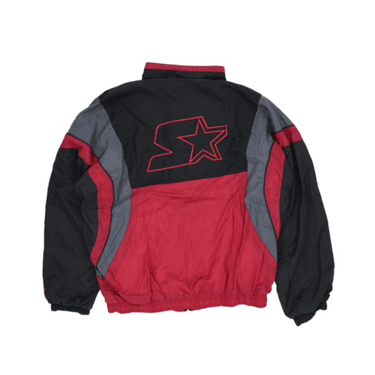 Starter Vintage Colourblock Windbreaker Jacket Black Red Grey Large Nylon