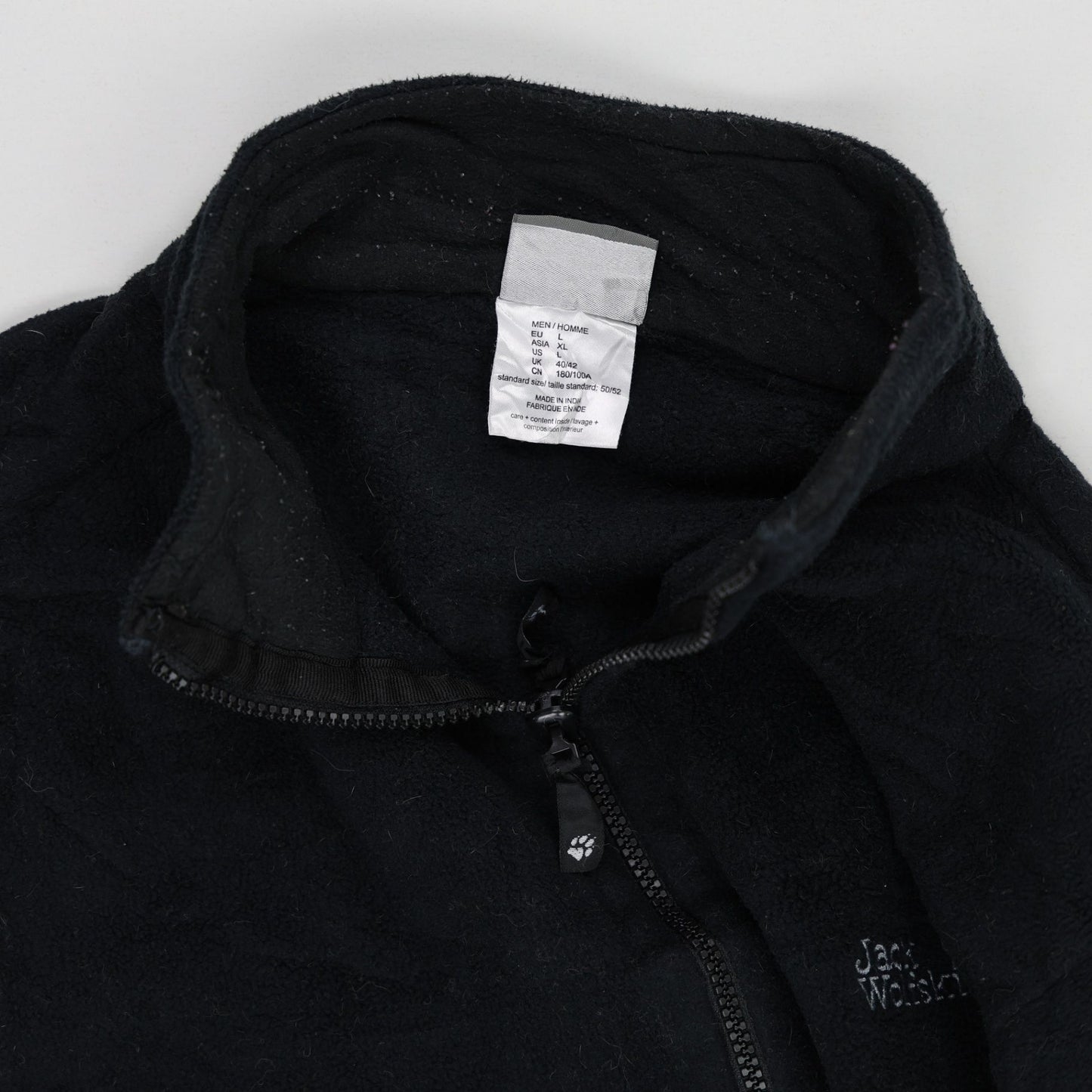 Jack Wolfskin Full Zip Fleece Jacket Black Large 100% Polyester High Neck