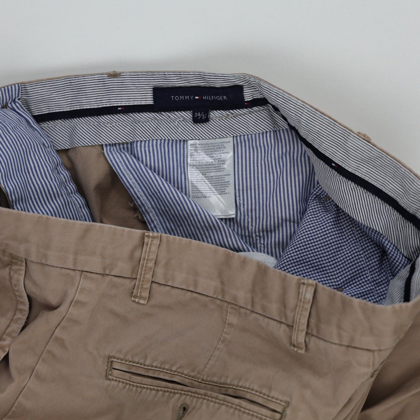 Tommy Hilfiger Beige Cotton Chino Trousers 34 32 Size Large