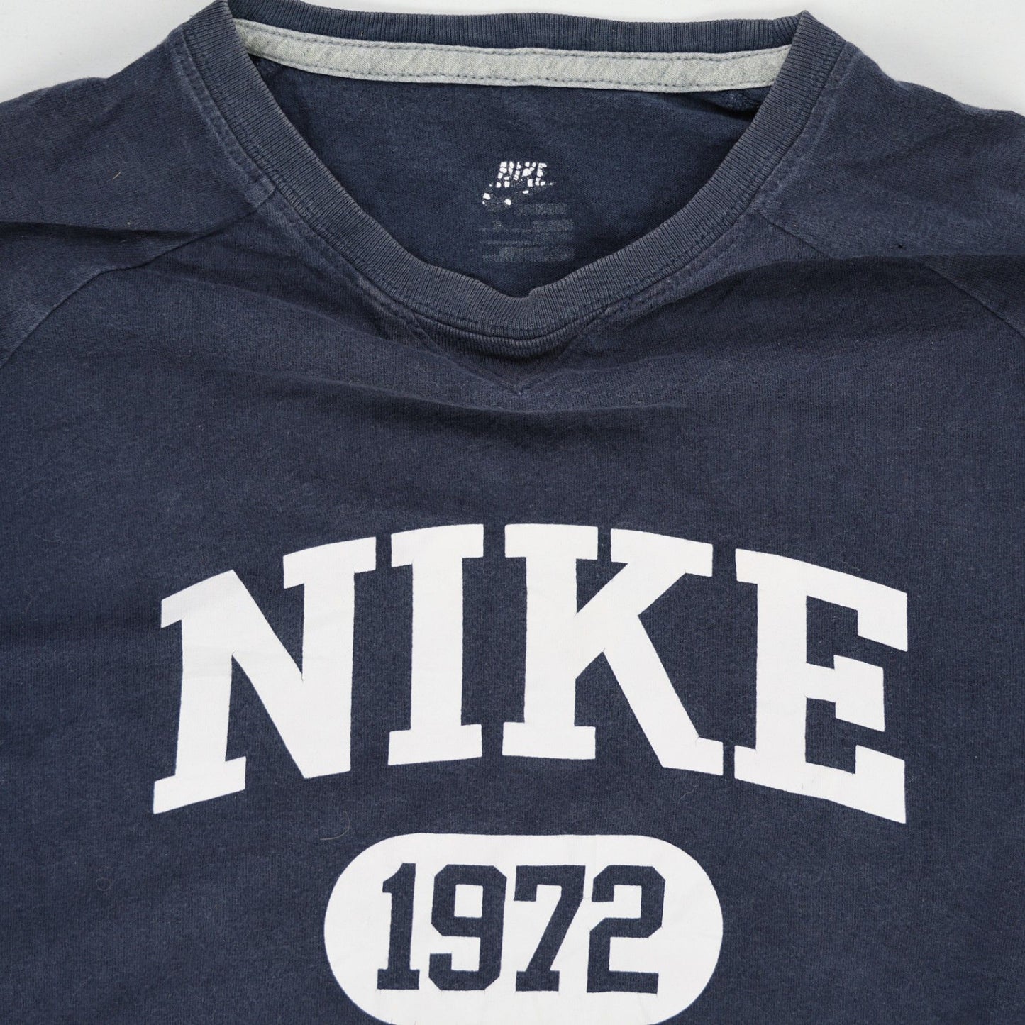 Nike 1972 Long Sleeve T-Shirt Navy Grey Medium Cotton Casual Crew Neck