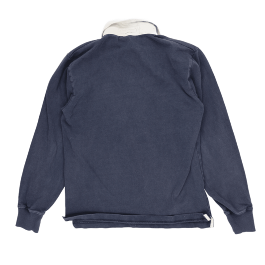 GANT Navy Long Sleeve Rugby Polo Shirt for Men Size L 100% Cotton