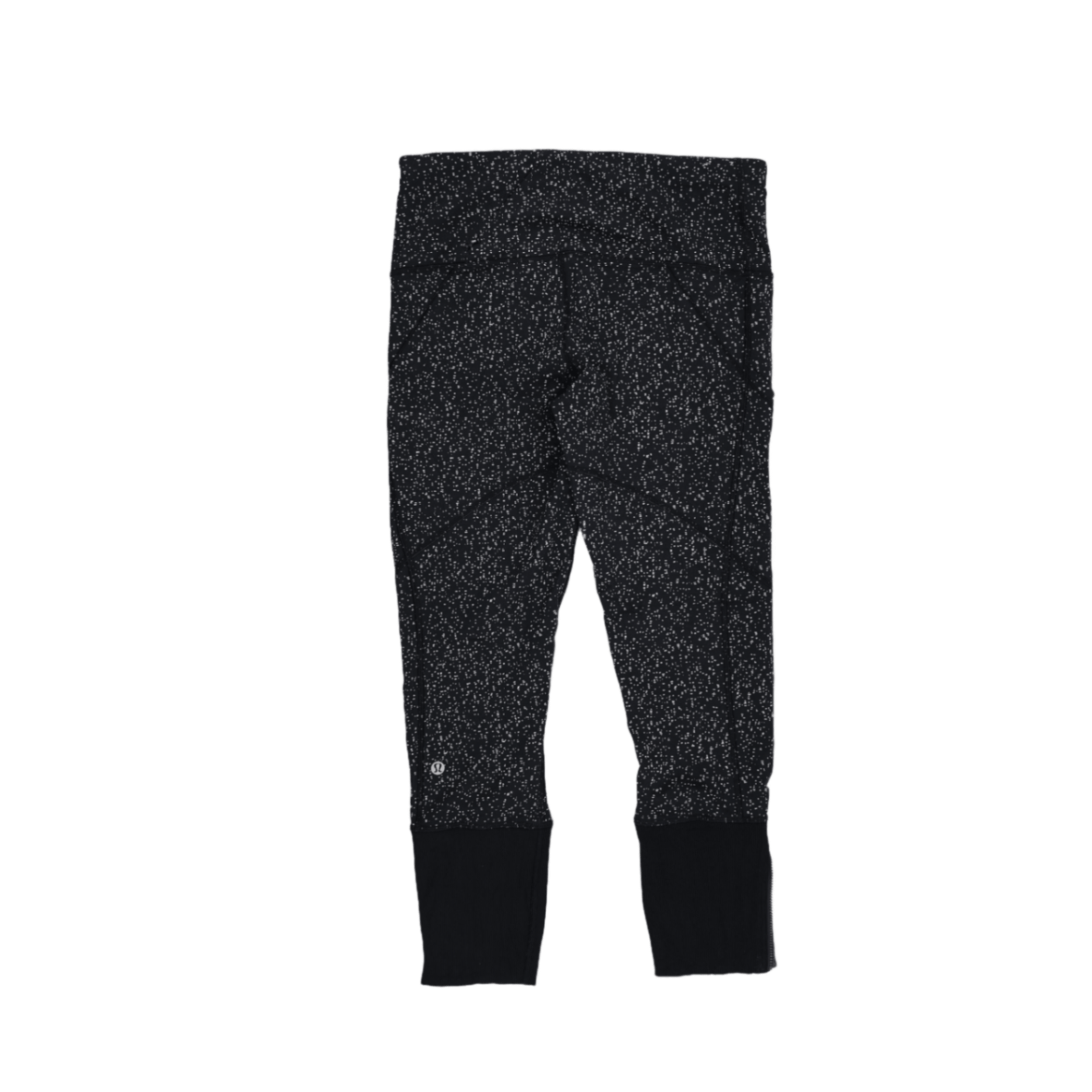 Lululemon Black Speckled High Waist Women's Athletic Leggings Size Medium Polyester Blend 23 Inch Inseam