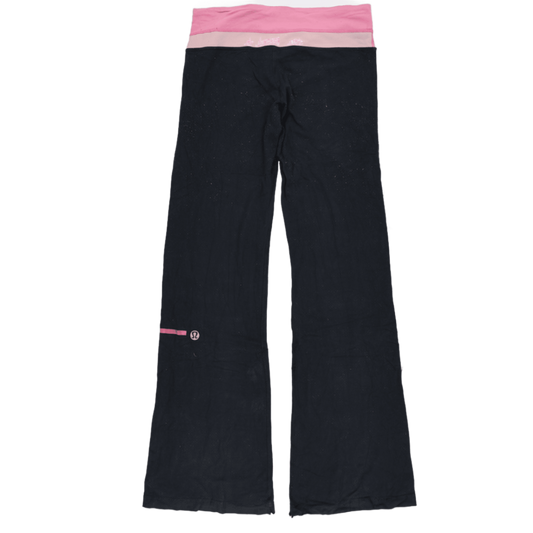 Lululemon Black Pink Yoga Trousers Women's Size 8 Cotton Blend 31in Inseam