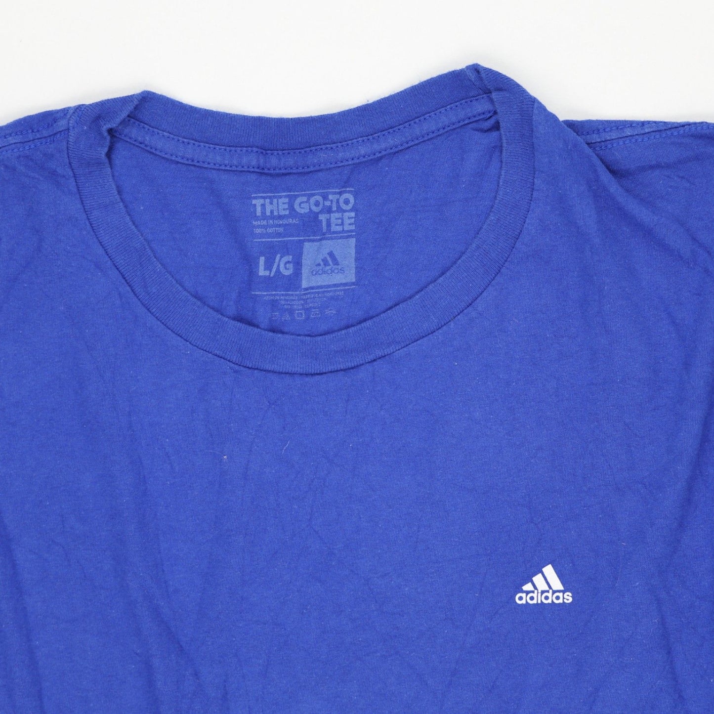 adidas The Go-To Tee Blue Large 100% Cotton Crew Neck Casual T-Shirt
