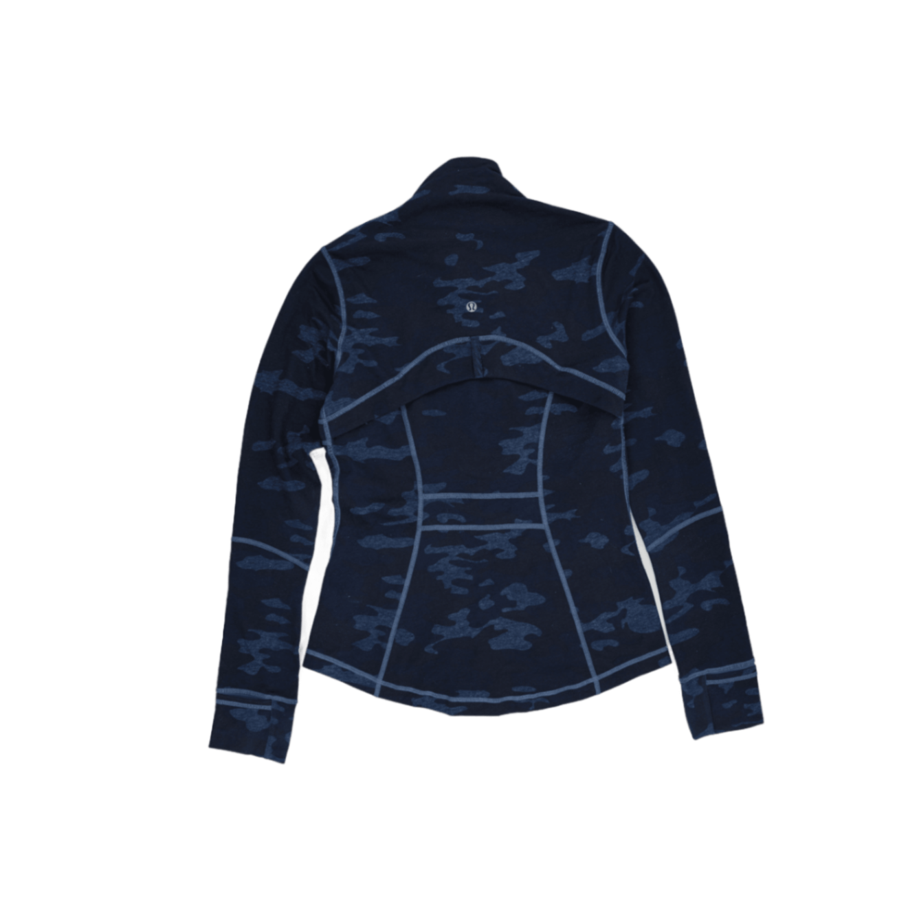 Lululemon Blue Camo Full Zip Athletic Sports Jacket Size 6 S Polyester Blend High Neck