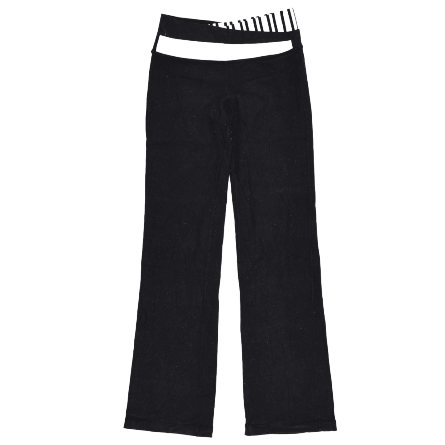Lululemon Black Groove Cut-Out Waist Yoga Trousers Women's Size 10 Stretch Fabric Blend