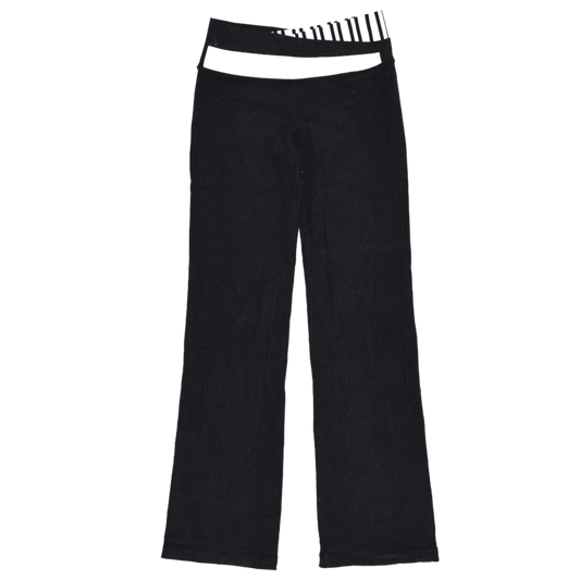 Lululemon Black Groove Cut-Out Waist Yoga Trousers Women's Size 10 Stretch Fabric Blend