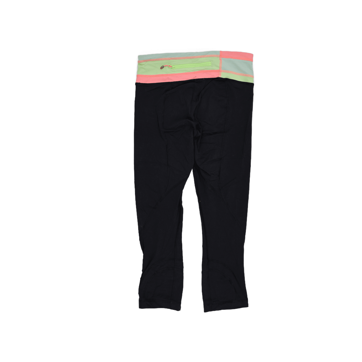 Fila Capri Sports Leggings Black Neon Green Pink Medium Polyester Blend