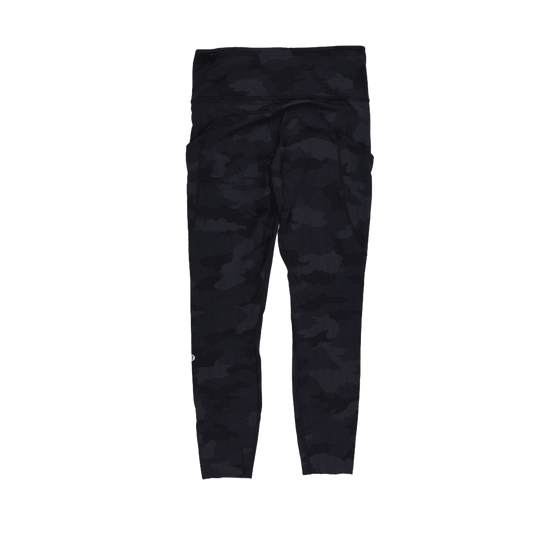 Lululemon Black Camo Print High Rise Leggings Size Small 26 Inch Inseam Polyester Blend