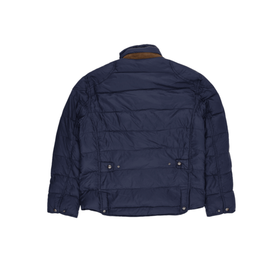 Ralph Lauren Navy Blue Puffer Jacket Men Large Nylon Stand Collar